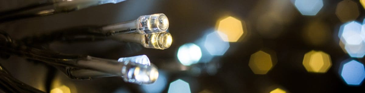 A close up image of LED fair lights
