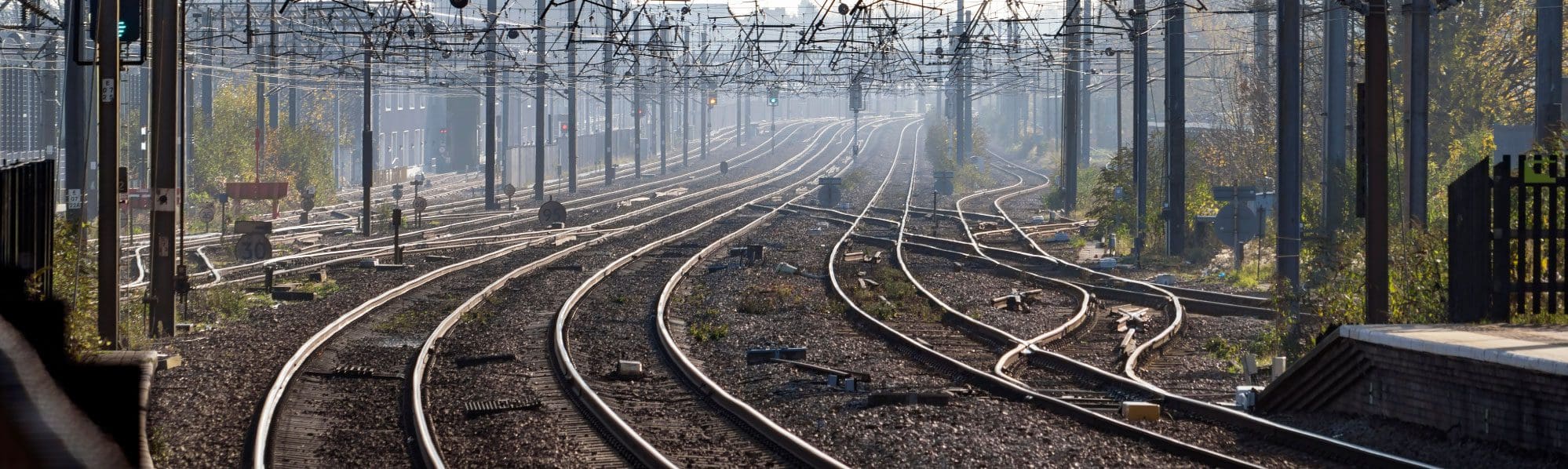 Railway tracks and overhead wiring