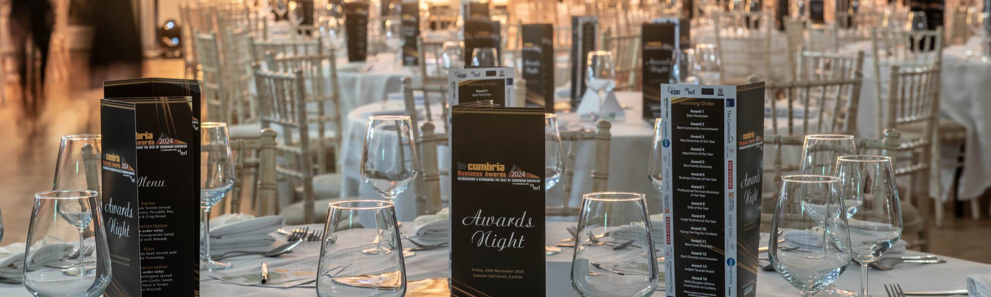 Tables set for 2024 In-Cumbria Awards, proudly sponsored by NRL