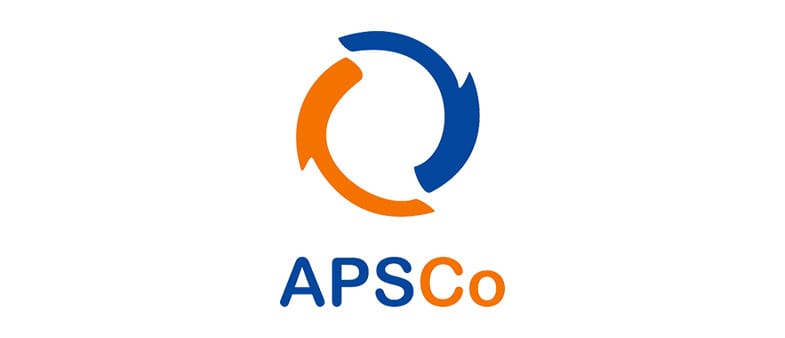 Logo showing APSCo text with circular arrows forming a loop above.