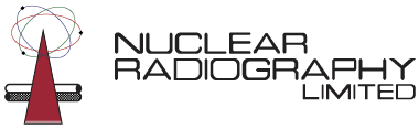 Logo showing a red triangular symbol with orbit design and the text Nuclear Radiography Limited.