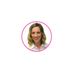Headshot in a pink circle of Emma Lowden