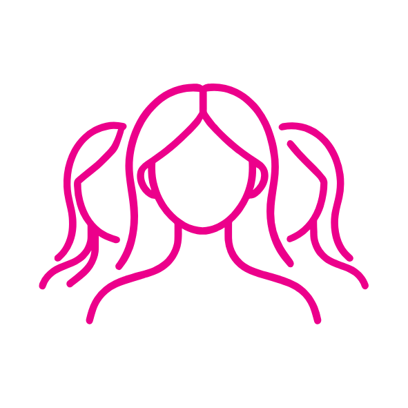 Icon of three person silhouettes side by side, representing a group or team.
