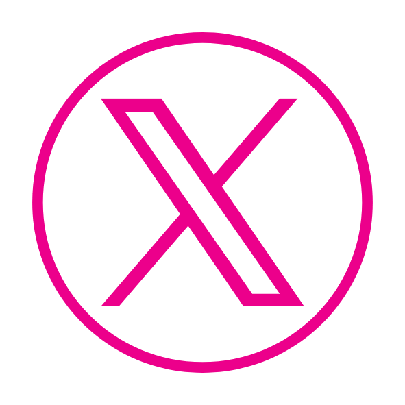 Icon showing the letter X inside a circular outline, representing the X social platform.
