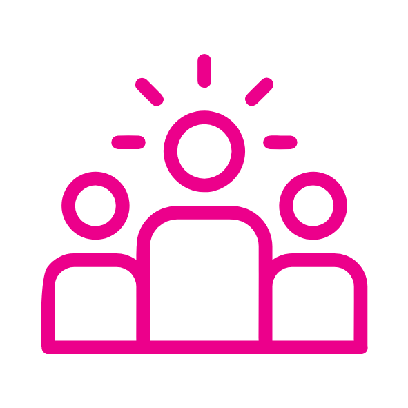 Icon of three people with one central figure highlighted, representing leadership or recognition.