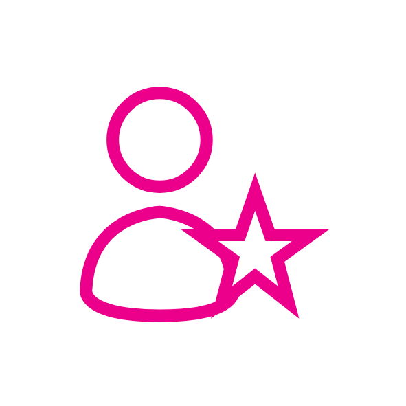 Icon of a person with a star symbol, representing talent recognition and development.