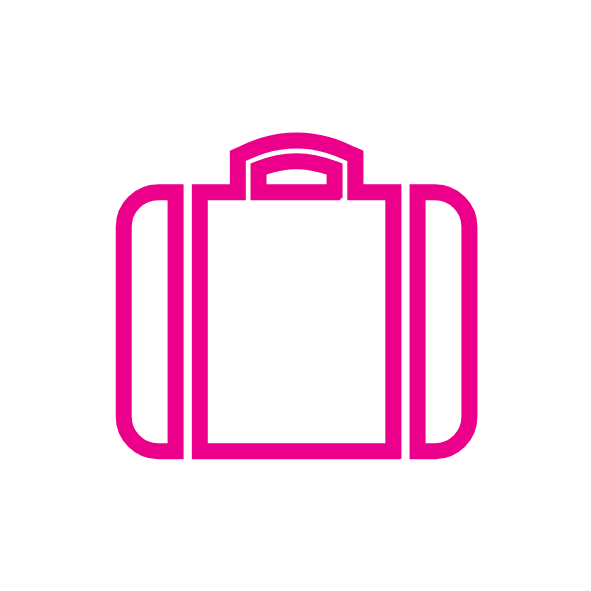 Icon of a briefcase, representing business, work or professional services.