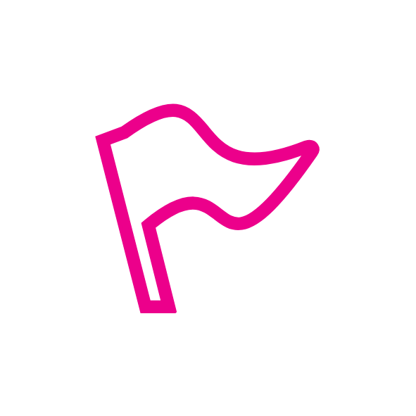 Icon of a flag on a pole, representing location, marking or navigation.